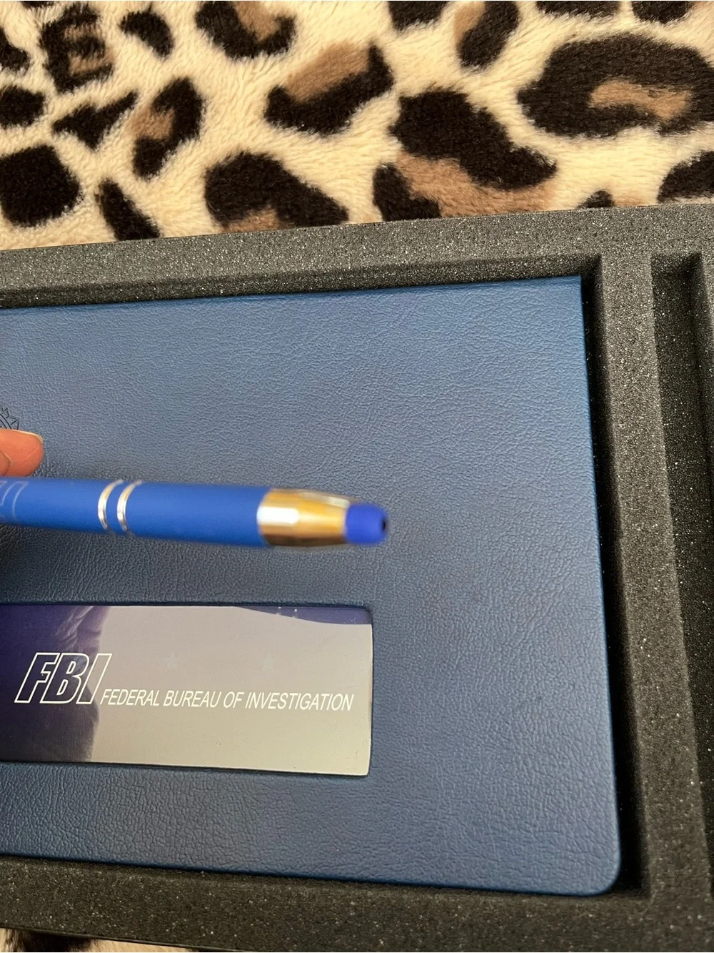 FBI Branded Blue Leather Notebook & Pen Set